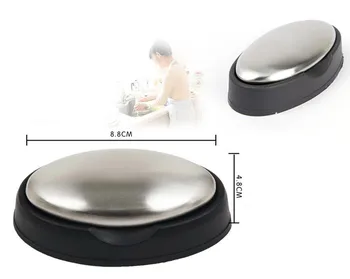 

Cleaning Stainless steel soap with case set- Big Ellipse soap Kitchen Bar Eliminating Odor Smell Remover savon tourmaline soap