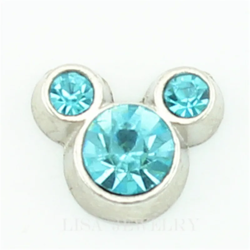 

10PCS March birthstone mickey floating charm military floating charms for glass floating locket