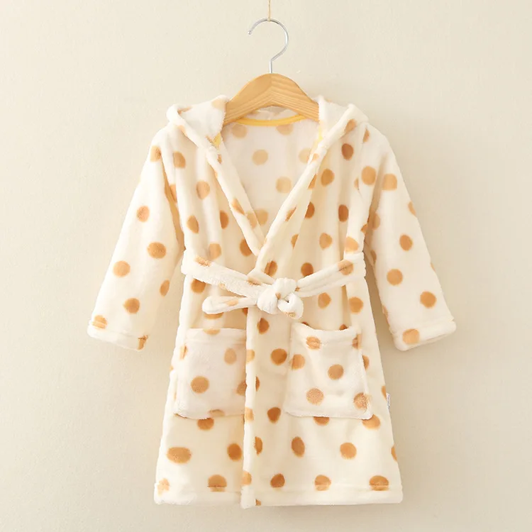 Г. Осенне-зимний фланелевый Халат детский банный халат с капюшоном для мальчиков детская пижама Леопардовый халат в горошек домашняя ночная рубашка для девочек