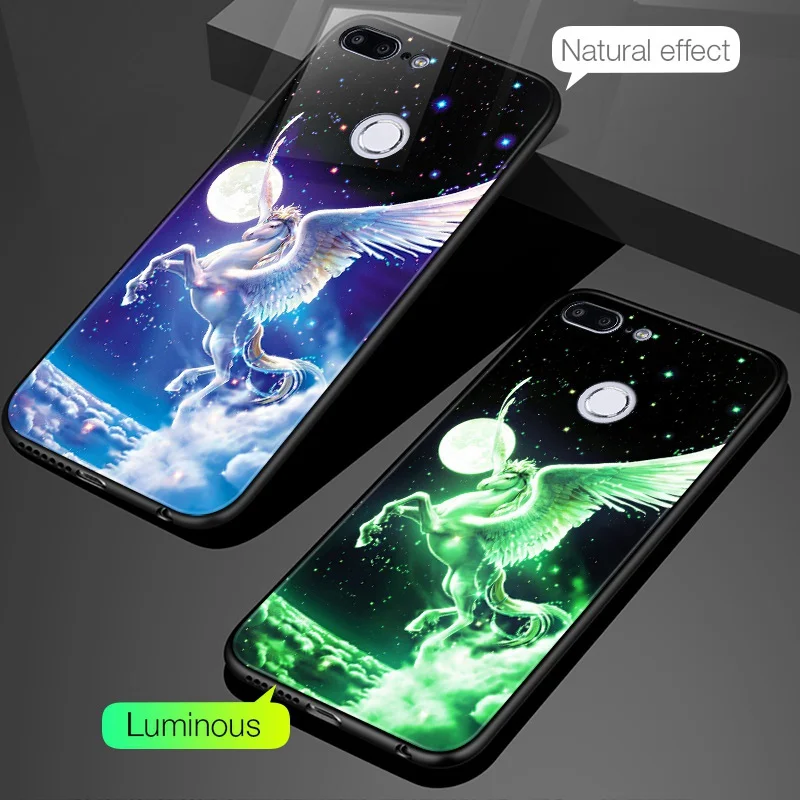 Luminous Tempered Glass Case On For Huawei P20 P10 Lite Mate 10 20 Lite Honor 9 9 Lite 10 8X Play 7C 7A Pro P Smart NOVA 3 Coque (29)