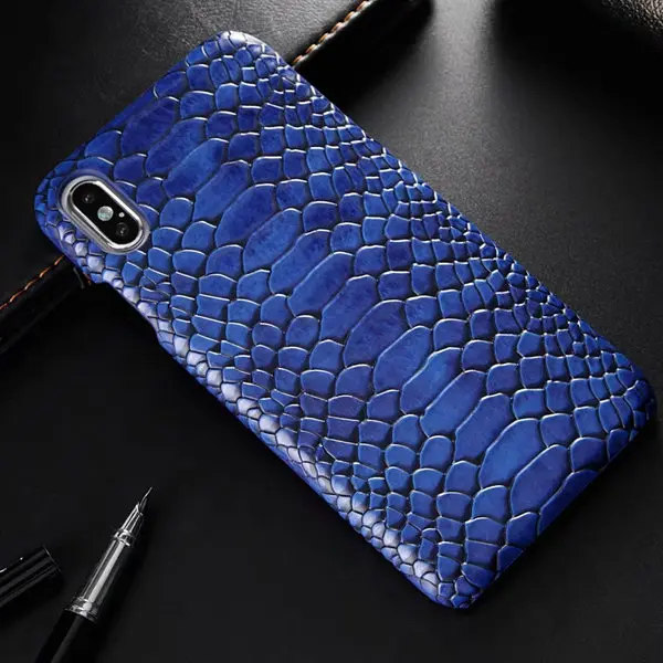 Змеиная кожа кожаный чехол для телефона для iphone XS Max X XR 8 7 6 6s Plus Обложка на заднюю панель из искусственной кожи для iphone 11 11 Pro 11 Pro Max чехол - Цвет: blue