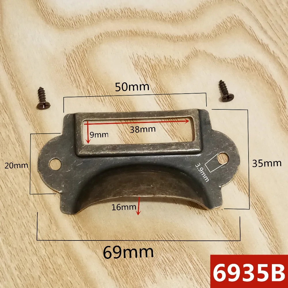 10 шт. 69*35 мм античная латунь винтажная металлическая этикетка Ручка Потяните рамку файл имя держатель для карт мебель выдвижной ящик в шкафу чехол ручки
