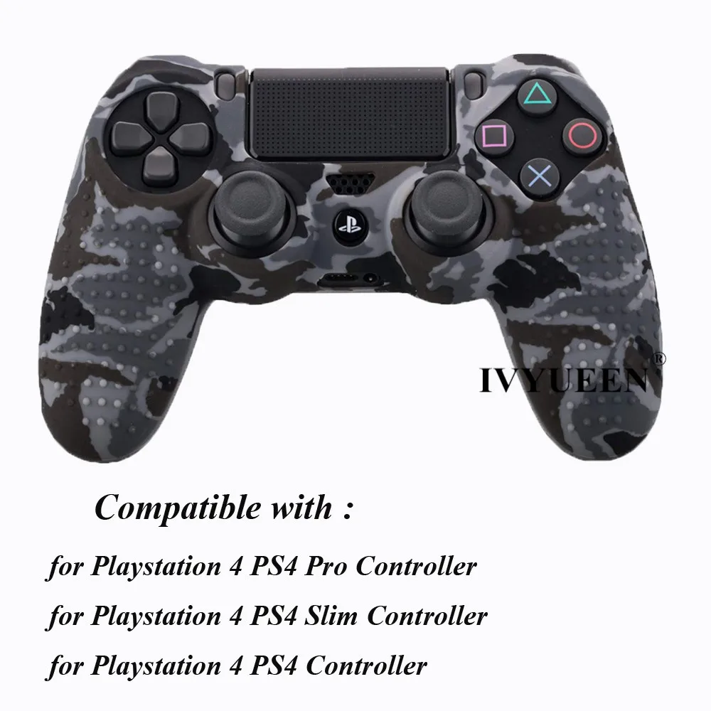 IVYUEEN 10 в 1 для sony Dualshock 4 PS4 Pro тонкий контроллер Шипованный силиконовый защитный кожаный чехол с 8 колпачками для большого пальца