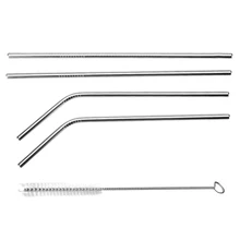 Многоразовые изогнутые прямые соломинки из нержавеющей стали соломенная соломинка для коктейлей для тумблера вечерние аксессуары для бара