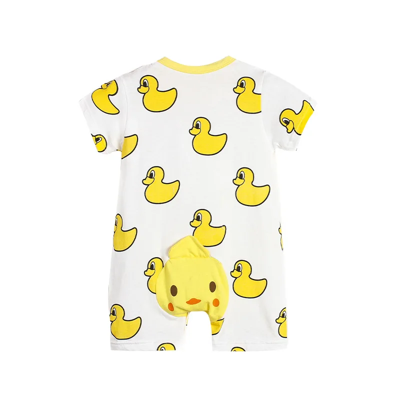 

2019 summer newborn baby toddler baby boy clothes tights cartoon yellow pink duck print bodysuit jumpsuit clothes bodysuit