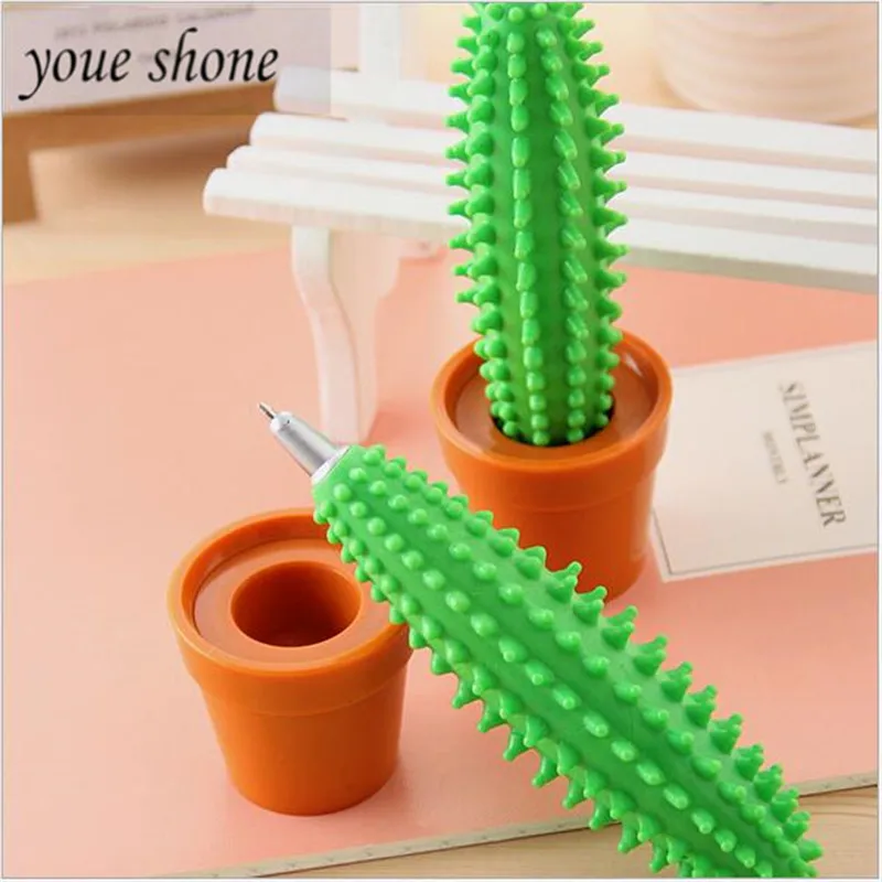 

1PCS Creative stationery cactus style ballpoint pens student prize bonsai modeling pen for student Blue pen water 0.5mm bullet
