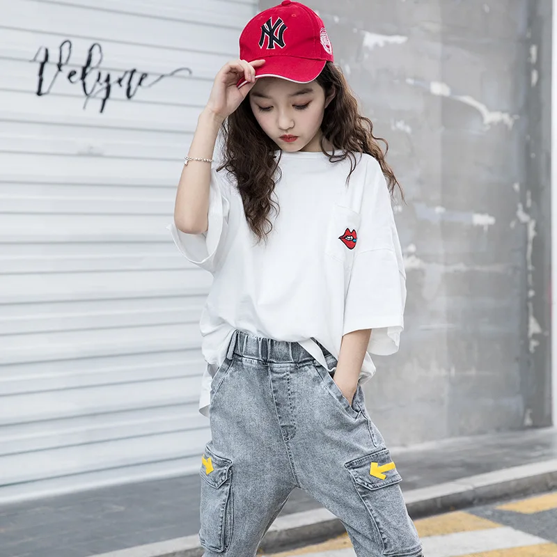 

Girls T Shirt 2019 Summer Short Sleeve Fashion Letter Girls White T shirt for Girls Tops Tees Kids Clothes Children 8 10 12 Year