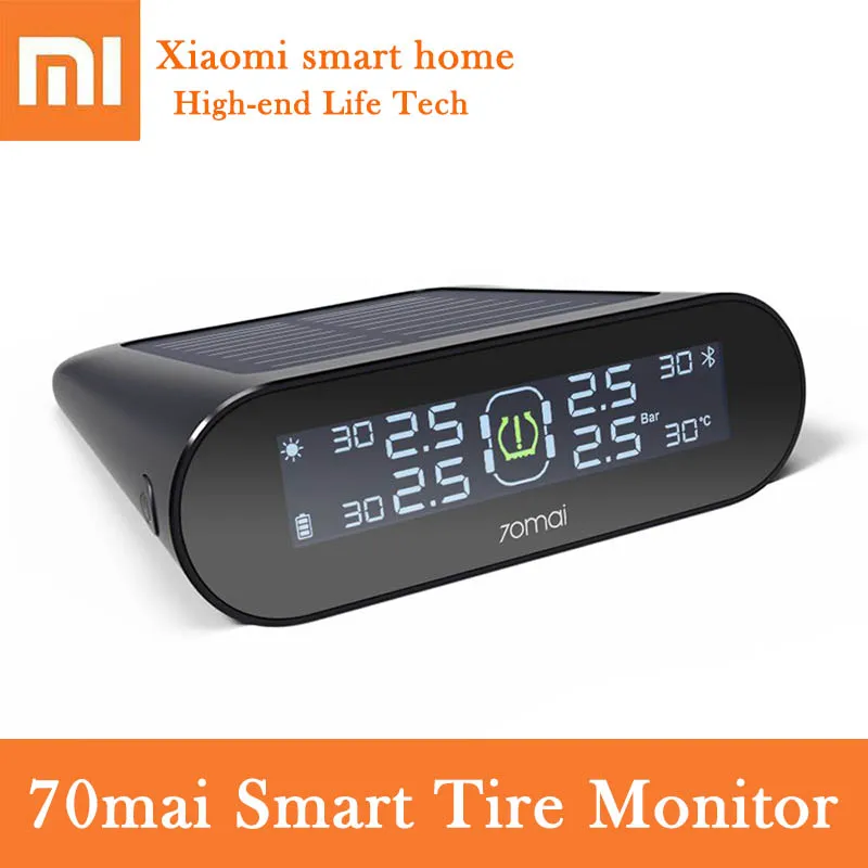 

100% Original Xiaomi 70Mai Tire Pressure Monitor Built-in Sensor Automatic Alarm LCD Display Bluethooth Smart Control Receiver