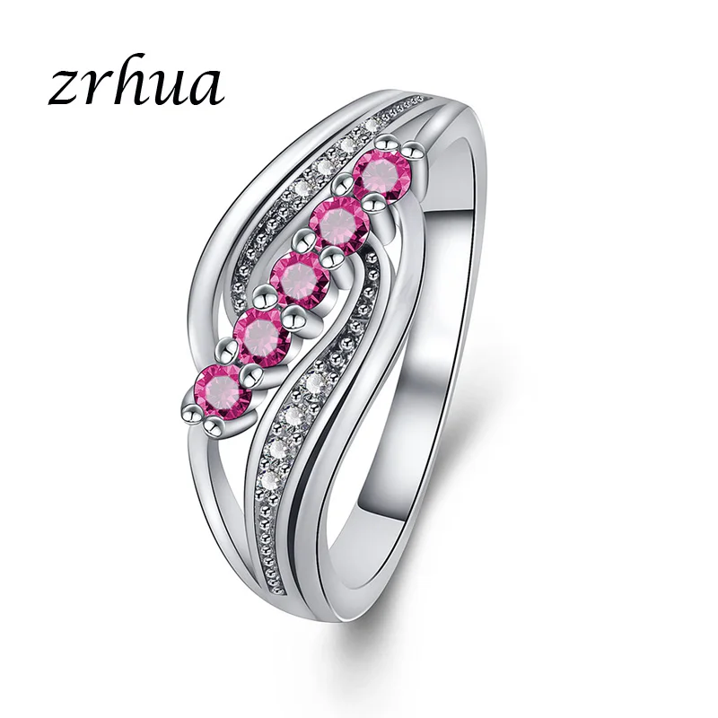 

ZRHUA Original 925 Silver Ring Chic Shiny Zircon Wedding Band Engagement Rings For Women Female Romantic Couple Finger Jewelry