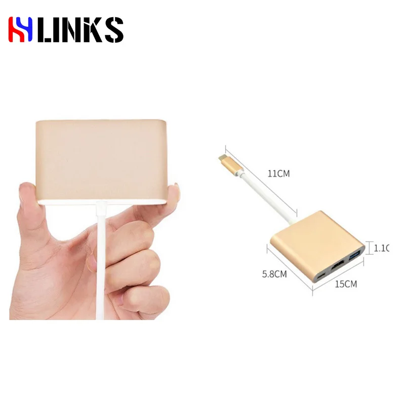 HYLINKS Тип C USB 3 1 4 К HDMI USB3.0 адаптер 3in1 концентратор для Macbook телефон к компьютеру тип