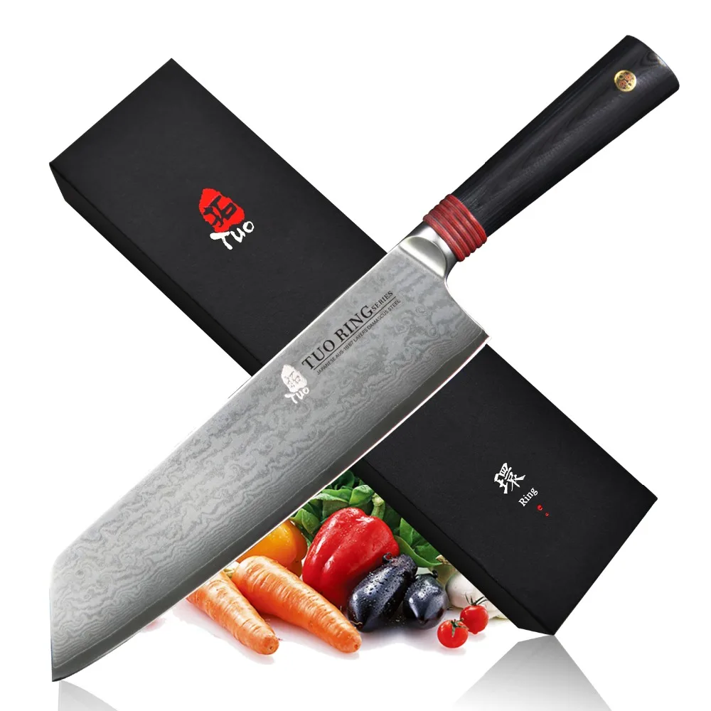 TUO Cutlery Kiritsuke Knife 8.5" AUS 10 Japanese Damascus Stainless