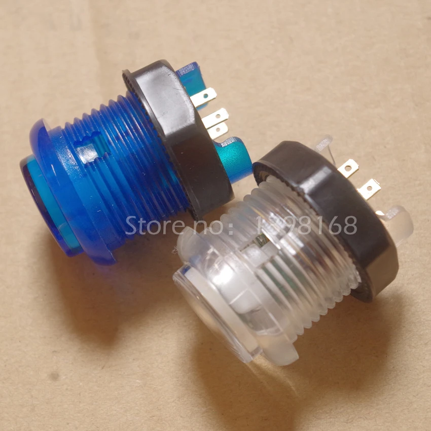 

6PCs 28 mm Clear Clip style Illuminated LED Arcade Push Buttons with Built-In Microswitch and LED/ Arcade button / Arcade parts