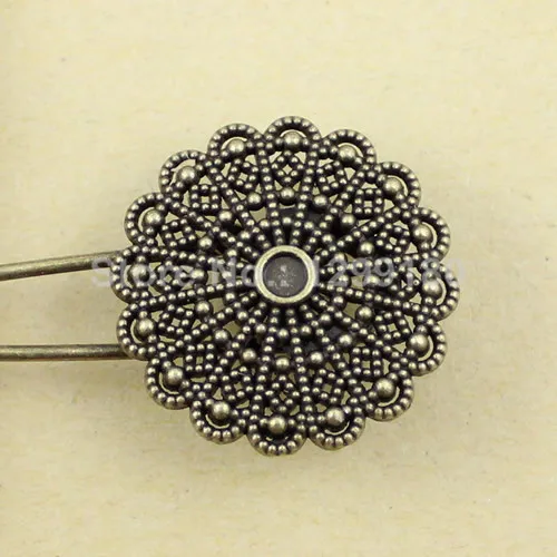 4pcs/lot Alloy Antique Brass Vintage Round Brooch Safety Pins For Garment Accessories Scarf Clip pins Approx:53-58mm (K01939)