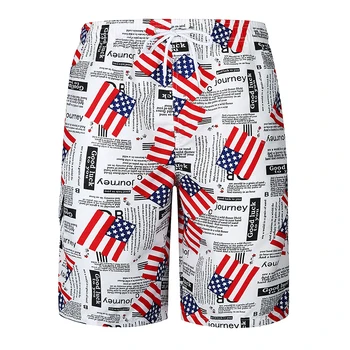 

NEW 2020 Summer wear USA flag printing beach swimwear bermuda elastic waist Drawstring casual shorts sweatpants Board Shorts