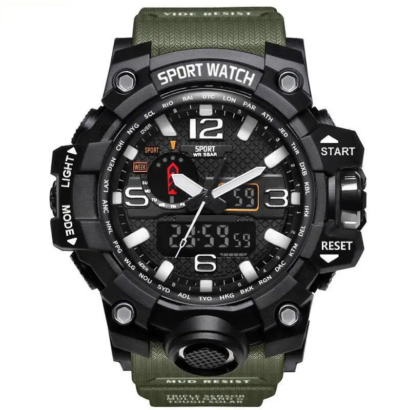 #Best Men Military Watch 50m Waterproof Wristwatch LED Quartz Clock Sport Watch Male relogios masculino Sport S Shock Watch Men