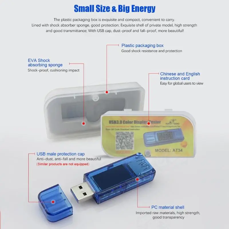 Usb3.0 Ips тестер Hd Цвет Экран Usb тестер Напряжение и ток Ёмкость энергии Мощность эквивалентное сопротивление Температура тестер