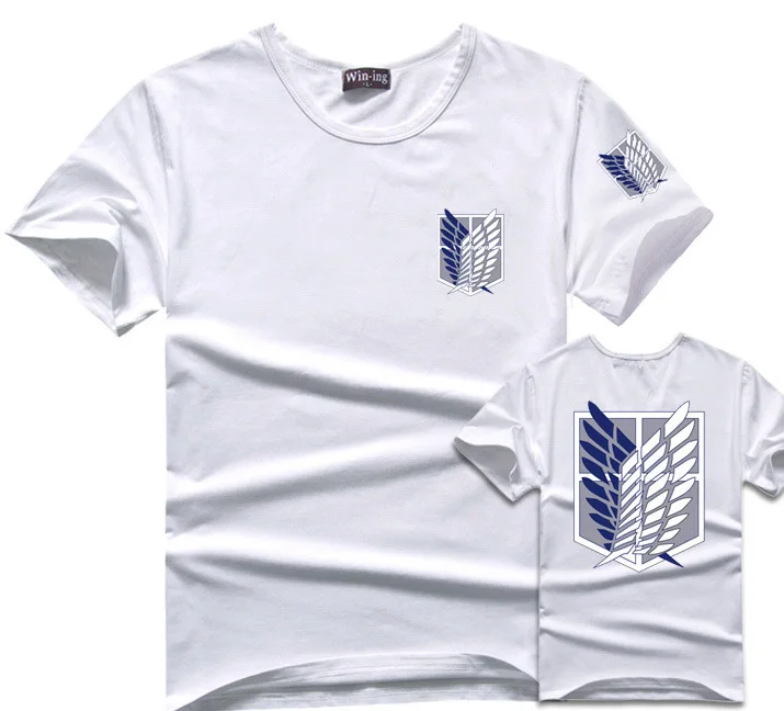 Футболка с принтом «атака на Титанов», Мужская хлопковая футболка, Аниме Shingeki No Kyojin, футболка с логотипом корпуса, одежда в подарок - Цвет: white