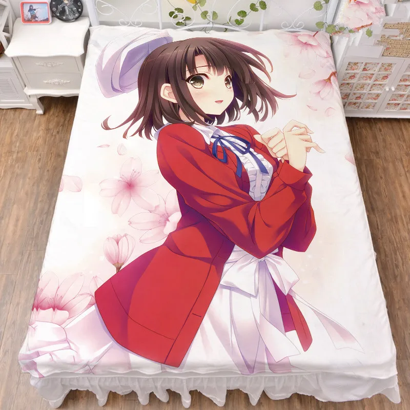 Японский аниме Saenai Heroine no Sodatekata персонажи сексуальная девушка кату Megumi простыня и
