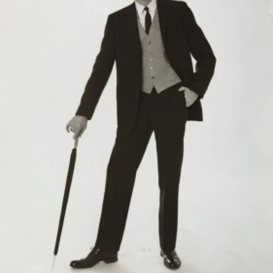 Portrait of a senior man smiling with an umbrella Poster Print (18 x 24)