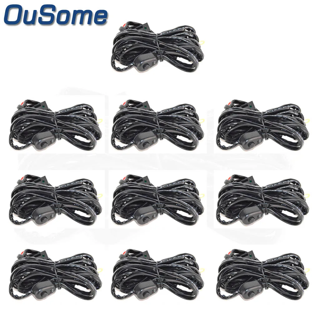 

10 pieces High power waterproof Universal Car LED light bar Wiring Kit Harness 12V wiring cable with 40A fuse