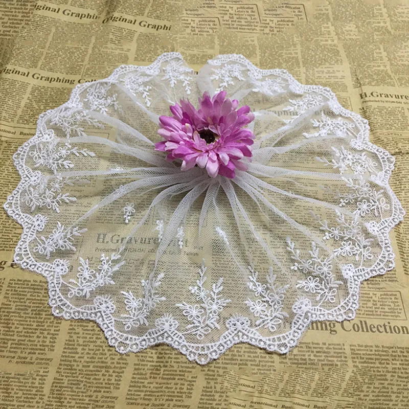 

1Yards High Quality Beautiful White Lace Ribbon Tape 19CM Lace Trim DIY Embroidered For Sewing Decoration african lace fabric