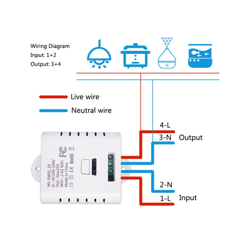 eMylo Wifi Switch Smart Wireless Remote Control Electrical For DIY Home Automation Relay Module 10A 90-250V Support IOS Android - - 