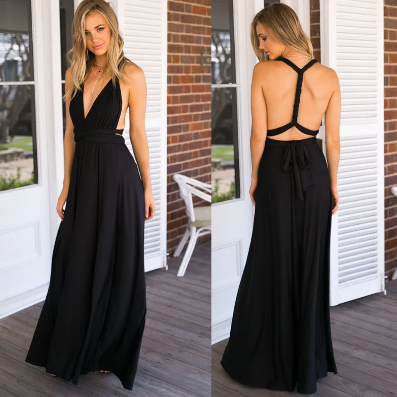 ZYFPGS الصيف النساء فساتين مثير ماكسي اللباس حزب النادي الليلي ضمادة Vestidos دي العيد Bodycon التفاف الشاطئ فستان طويل MF87541