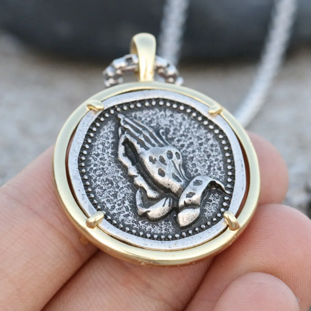 

Trendy Religious Prayer Pendant Medal Necklace Men Link Chain Christian Jewelry Dropship