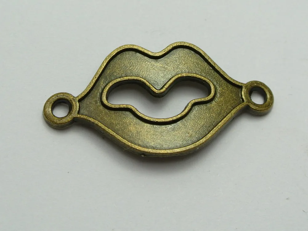 

20 бронзовых тонов, сплав подвески в виде губ, соединитель, Подвески 36x20 мм