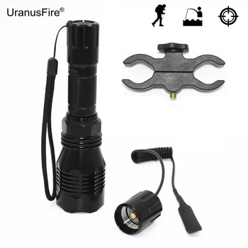 

Hunting Light LED Flashlight Torch Green Red White Light Spotlight XP-E R2 with Bracket Clip + Remote Pressure Switch