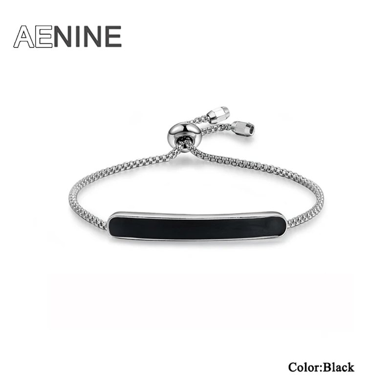 AENINE, дизайн, браслет и браслет для женщин, розовое золото, цвет, живопись, бар, браслет со слайдером, ювелирные изделия, Pulseira Feminina B150390398R - Окраска металла: Silver Black