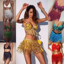 Новая Сексуальная Женская Девушка 8 разноцветная юбка танцор живота блёстки кисточкой бахрома набедренный пояс-шарф платье с запахом юбка Леди Мода Клубная одежда