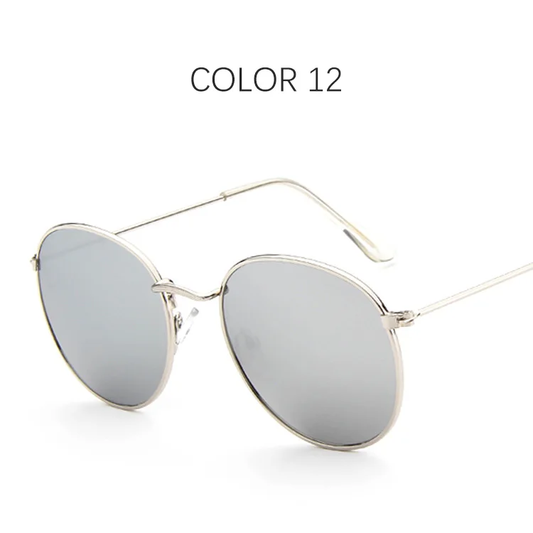 Винтажные Круглые Солнцезащитные очки для женщин, фирменный дизайн, солнцезащитные очки для мужчин, Ретро стиль, маленькие металлические черные солнцезащитные очки для женщин, очки 3447 - Цвет линз: Color 12