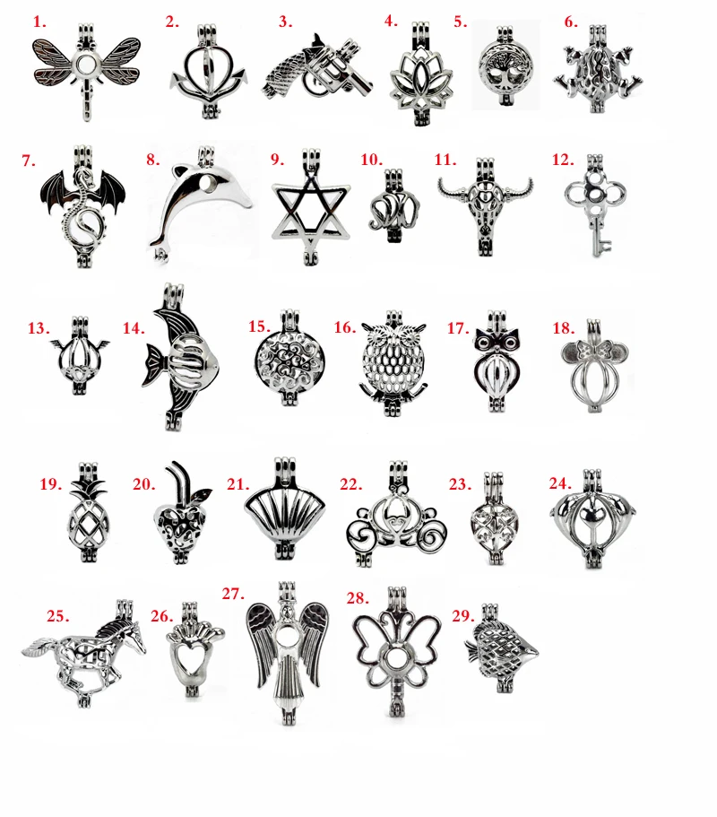 

More Than 29 styles Pearl Cage Jewelry Findings Cage Pendant Essential Oil Diffuser Oyster Pearl For Women Girl