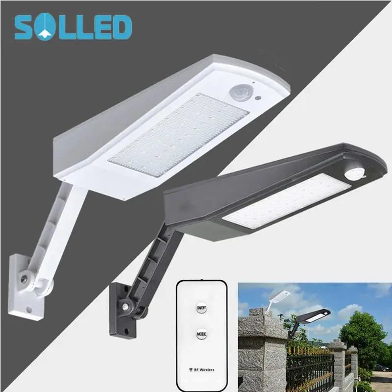 

SOLLED LED Solar-powered Outdoor Lights with Remote Control Adjustable Human Induction Wall Light