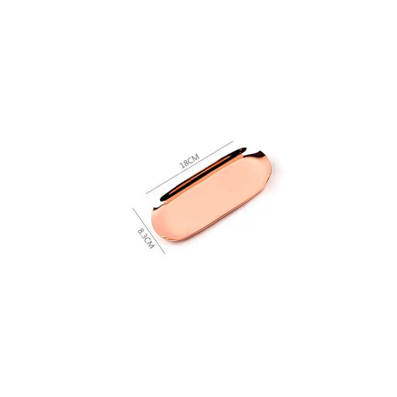 Rose gold small Нордический Овальный металлический поднос для ювелирных изделий, настольный органайзер, украшение для кухни, плато для хранения продуктов, золотые и серебряные украшения - Цвет: Rose gold small