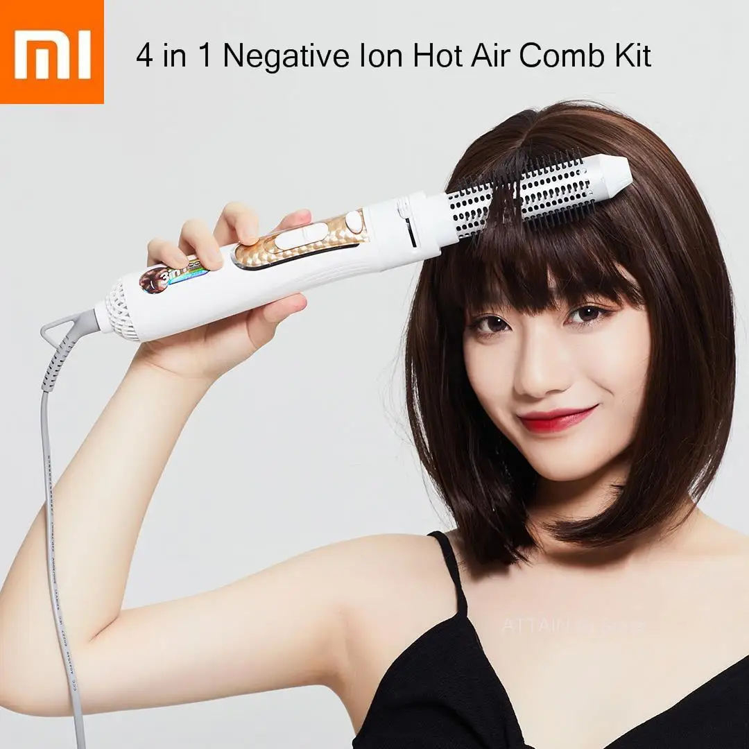 

XIAOMI mijia Wellskins 4 in 1 Negative Ion Hot Air Comb Kit xiomi Hot Hair Brush Dryer Hair Style Hair Dryer Dry Straighten Curl