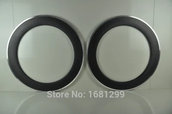 

2Pcs New OEM 700C 80mm clincher rim Road Track Fixed Gear bike 3K carbon bicycle wheels rims with alloy brake surface Free ship