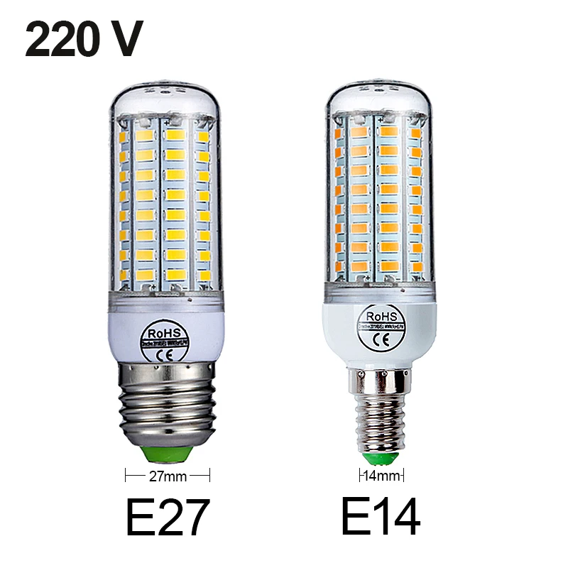 E27 светодиодная лампа E14 Светодиодная SMD5730 220 В кукурузная 24 36 48 56 69 72 светодиоды