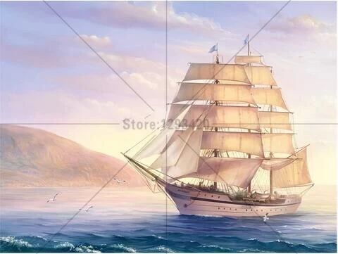 

5d Resin crystal rhinestone cross stitch ship diy diamond painting embroidery ocean landscape square Mosaic diamond decor gift