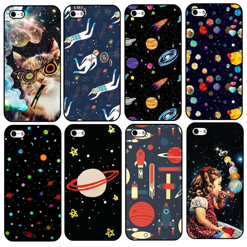 

Airship Astronaut Stars Phone Hard Case Cover For Apple iPhone 4 4 5 5s se 6 6S plus 7 7plus Moon Night