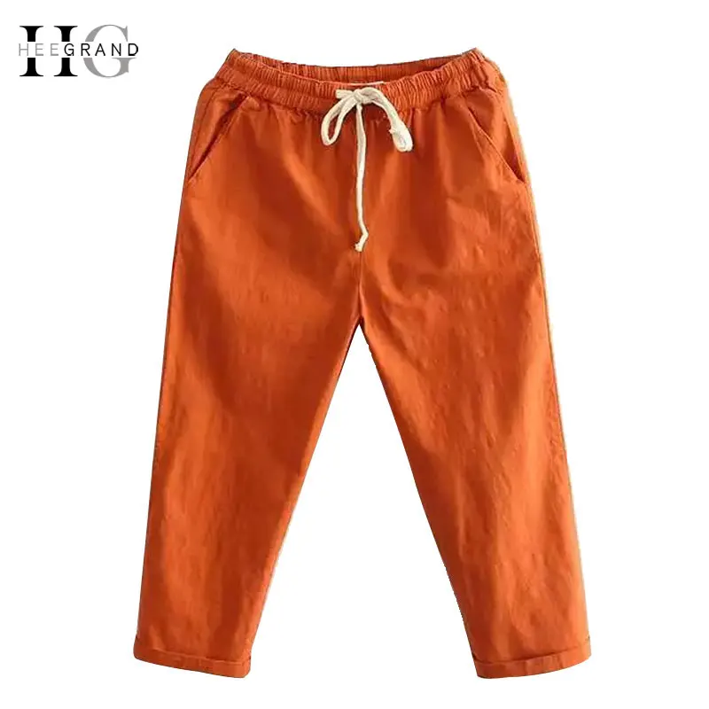 HEE GRAND Women's Candy Pants 2018 Soft Harem Mom Jeans Girls Trousers Mid Elastic Waist Calf Length Stretch Loose Pant WKD572