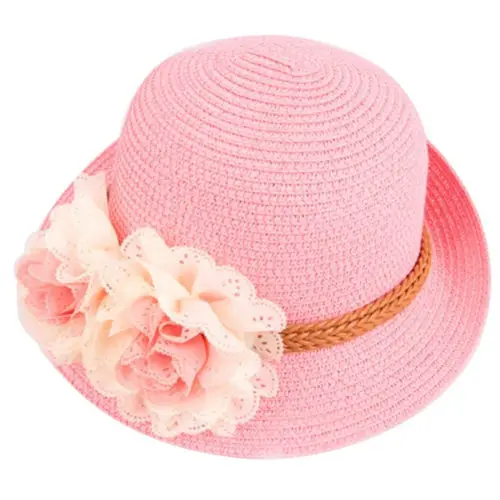 Детская шляпа с цветочным принтом и бантом для маленьких девочек, широкая Летняя Пляжная соломенная шляпа от солнца