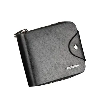 

Mens Casual Fashion High Quality Leather Wallet Horizontal ID Card Holder Zipper Purse Wallet