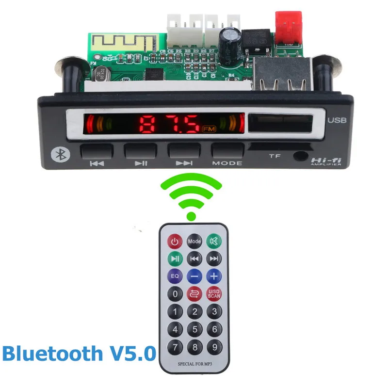 USB AUX Bluetooth V5.0 беспроводной приемник MP3-плеер 5 в 12 В MP3 декодер доска автомобильный fm-радио модуль 1 Din автомобильный динамик автомобильный комплект