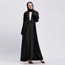 Последние зимние jilbabs abaya s Бархат Дубай Абая с кардиган на поясе Печать Открытый абайя Ближний Восток Рамадан Исламская молитва