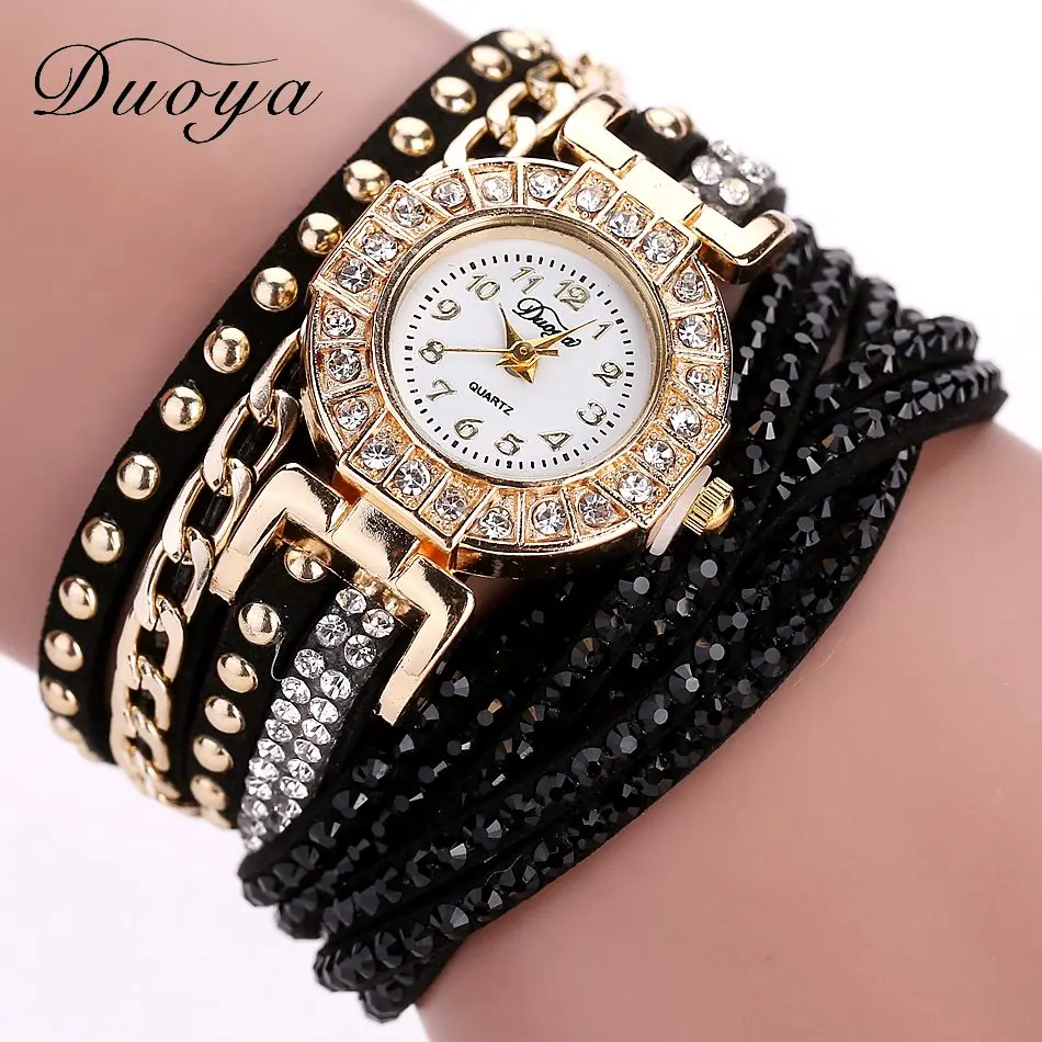 Crystal Rhinestones Bracelet Style Womens Watches Brand Luxury Fashion Ladies Watch Women Quartz Watch 