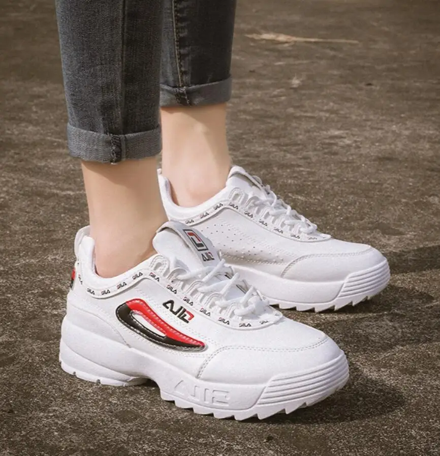 

Women Casual Shoes Vulcanize Sneakers Basket Femme 2019 Spring Autumn Brand White Platform Wedge Lace-Up White Breathable Woman