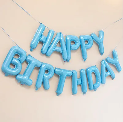 Шар с буквами на день рождения, 16 дюймов, фольгированные шары на день рождения, украшение, розовое золото, алфавит, воздушные шары, детские подарки, игрушка, шар - Цвет: light blue