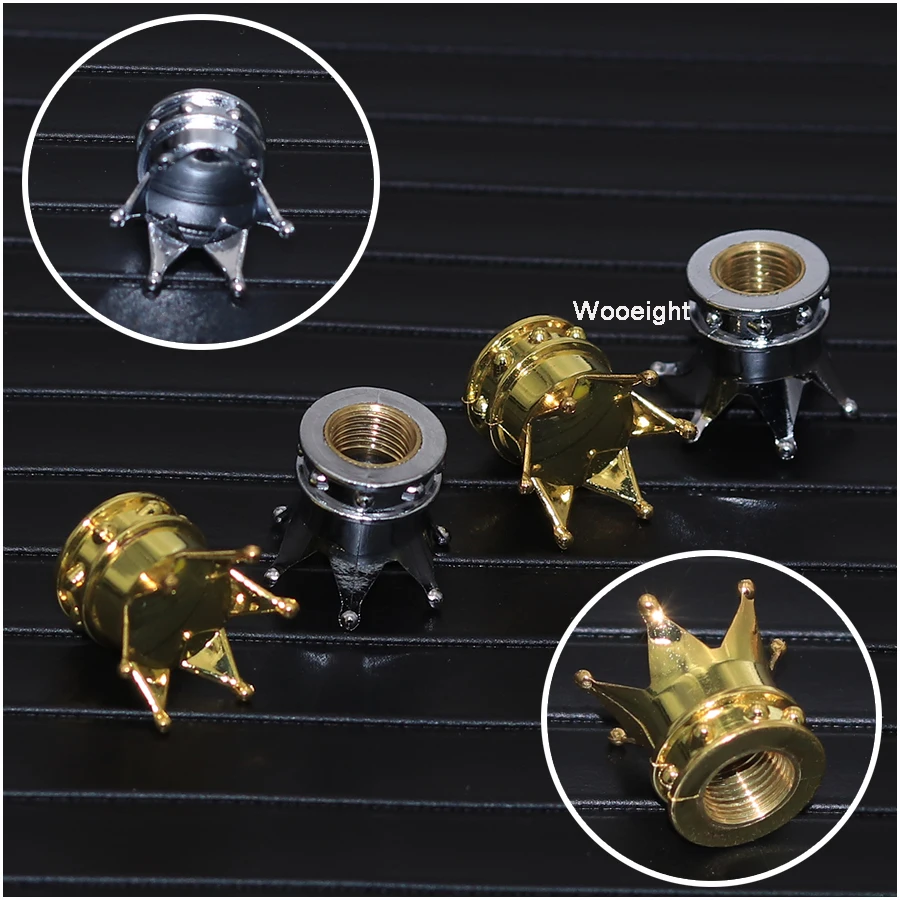 Wooeight 4Pcs Motorcycle Bicycles Car Gold Crown Tyre Tire Wheel Valve Stems Air Dust Cover Cap For Honda Harley Yamaha Truck (5)